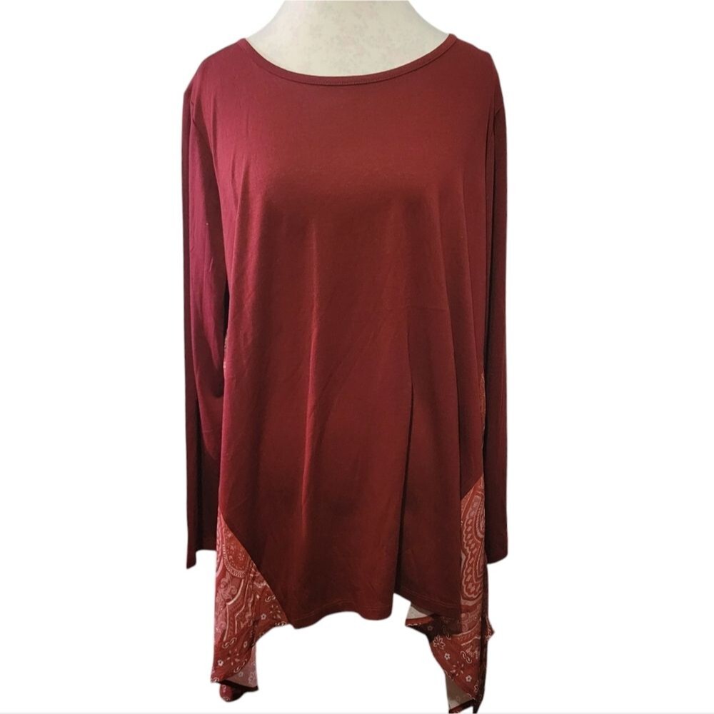 DG2 Diane Gilman Scarf-Print Side Panel Tunic Top - NWT - Picture 4 of 8